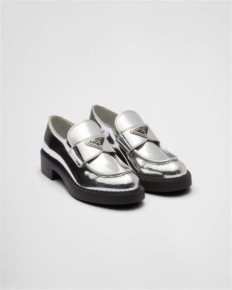 metallic prada loafers|Prada loafers farfetch.